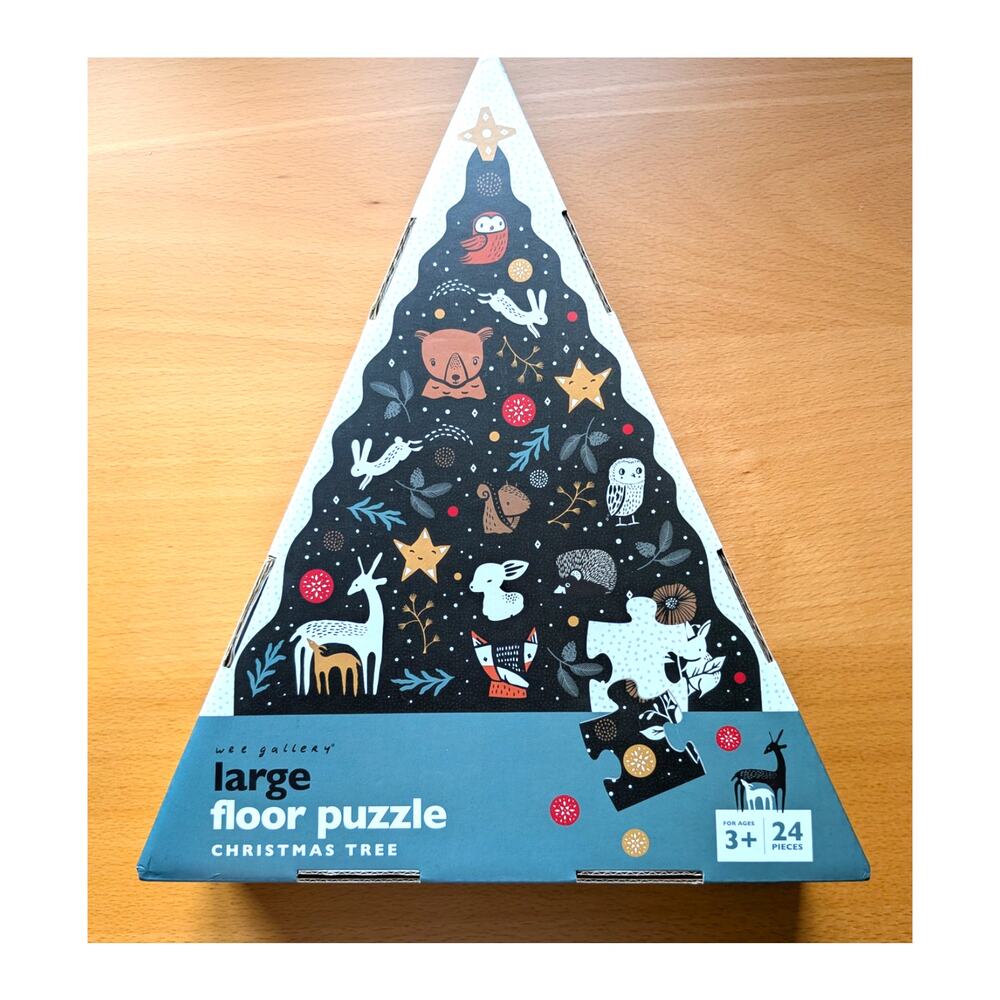 Wee Gallery Christmas Tree Shaped Floor Puzzle Kids 24 Piece Age 3 NEW 21x26